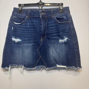 Wax Jean distressed denim mini skirt with frayed hem Size L